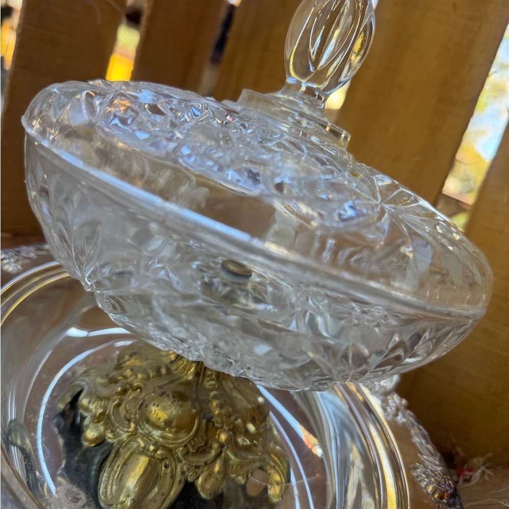 Elegant Clear Glass Candy Dish with Lid